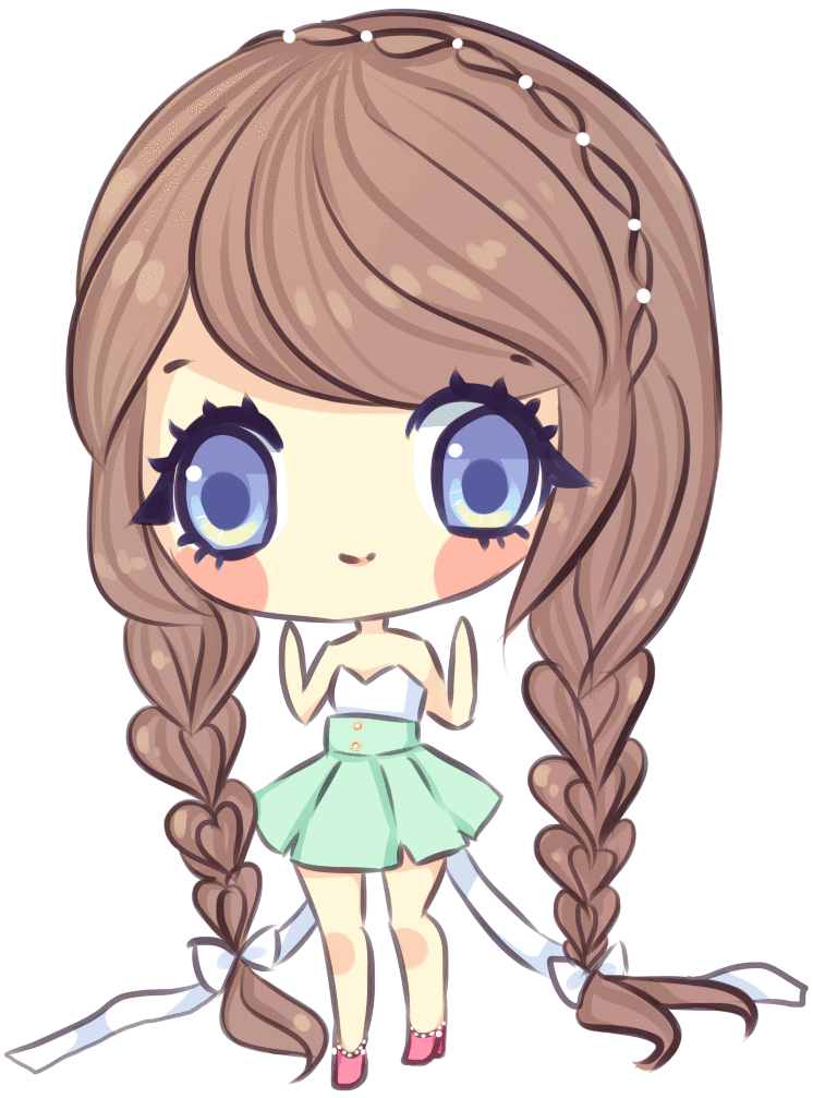 Chibi Girl With Braids - Girl With Braids Animated (855x1075)