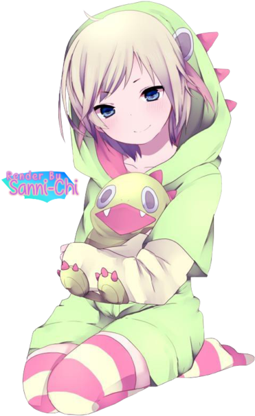 Render - Cute Anime Girl In A Onesie - (400x615) Png Clipart Download