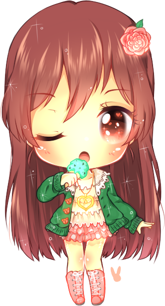 Animation - Chica Anime Comiendo Helado (332x616)