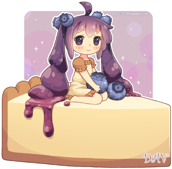 Blueberry Cheesecake By Dav-19 - Chibi Anime Girl Food (640x618)