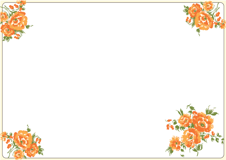 Vector Watercolor Flowers Border 811*552 Transprent - Orange Flower Border Png (811x552)
