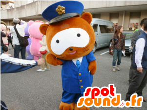New Keita Kun Mascot, Brown Raccoon, Blue Uniform - Big Blue Sweet Home Object Spotsound Ltd Mascot Costume (300x400)