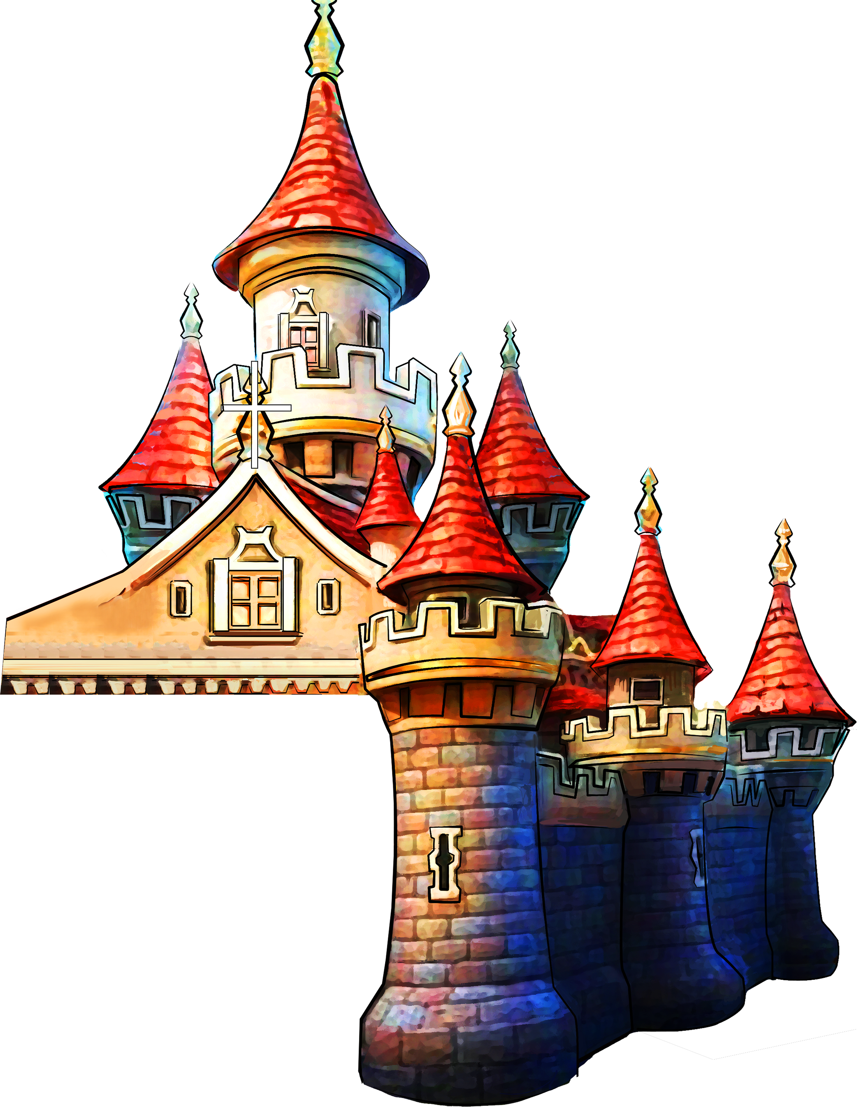 Hand Painted European Castle Decoration Background - Hand Painted European Castle Decoration Background (2853x3683)