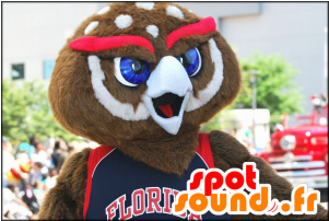 Marrón Y Blanco De La Mascota Del Búho Con Las Cejas - Red Dragon Plush Spotsound Ltd Mascot Costume (300x400)