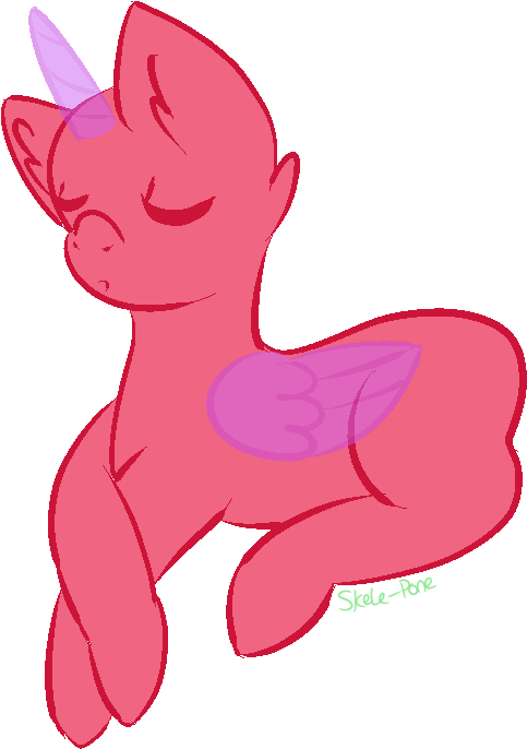 Sleeping Pony Base - Cartoon (629x713)