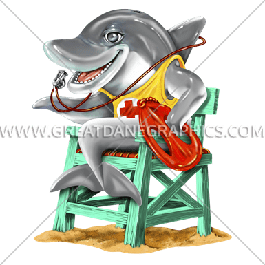Dolphin Lifeguard - Cartoon (385x385)