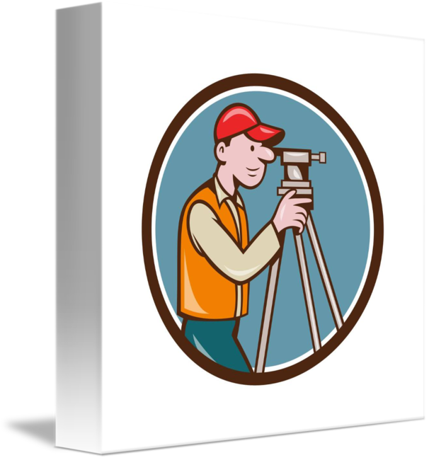 Surveyor Geodetic Engineer Theodolite Circle Carto - Cartoon (606x650)