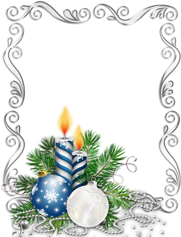 Large Transparent Silver Christmas Photo Frame With - Borde De Tarjeta Navideña (385x500)