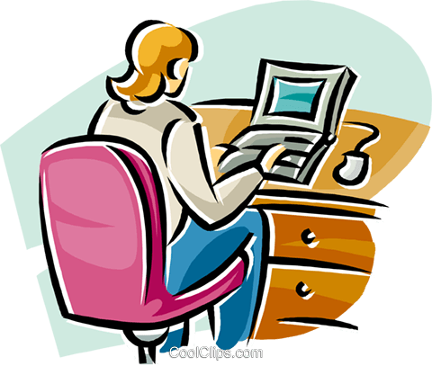 Woman Working At Her Notebook Computer Royalty Free - Woman Working At Her Notebook Computer Royalty Free (480x407)