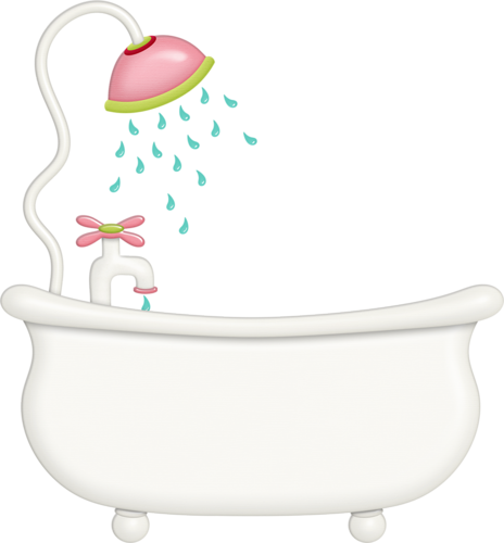 Pink Shower Head With Bathtub - Bath Tub And Shower Clipart (464x500)