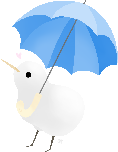 Albino Kiwi Holding A Umbrella - Kawaii Kiwi Bird Cartoon (600x700)