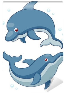 Illustration Of Cartoon Dolphins Wall Mural • Pixers® - Illustration (400x400)