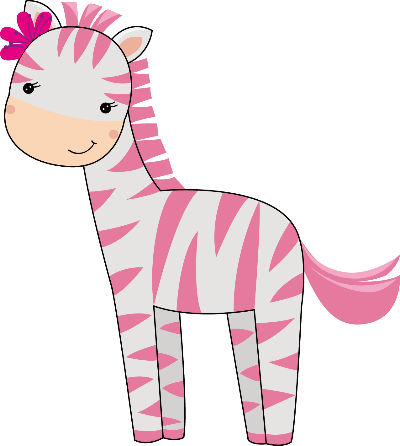Zebra Clipart Girly - Safari Pink Png (1276x1421)