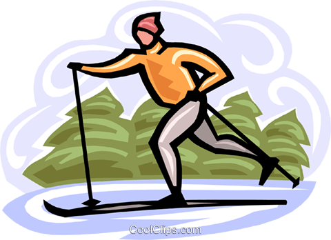 Cross Country Skiing Royalty Free Vector Clip Art Illustration - Winter (480x348)
