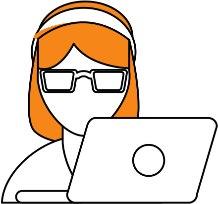 Half Body Woman Customer Service With Laptop And Headphones - Silhouette (550x550)