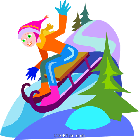 Tobogganing Royalty Free Vector Clip Art Illustration - Bild (476x480)
