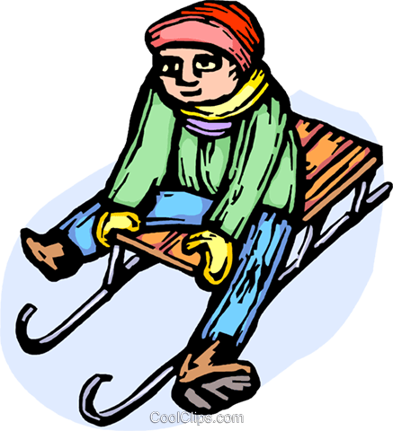 Child On A Sled Royalty Free Vector Clip Art Illustration - Clip Art (437x480)