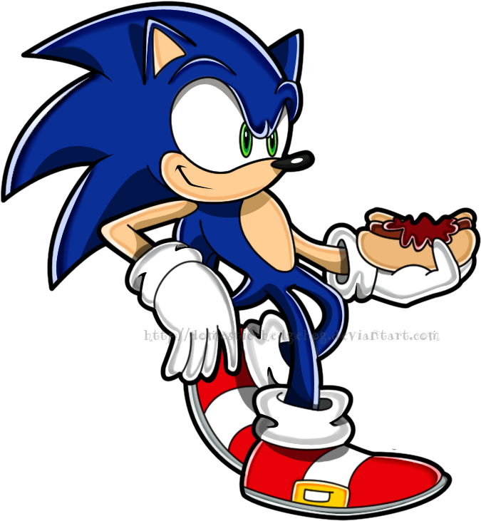 Sa Sonic With A Yummy Chillydog By Domestic-hedgehog - Cartoon (810x930)