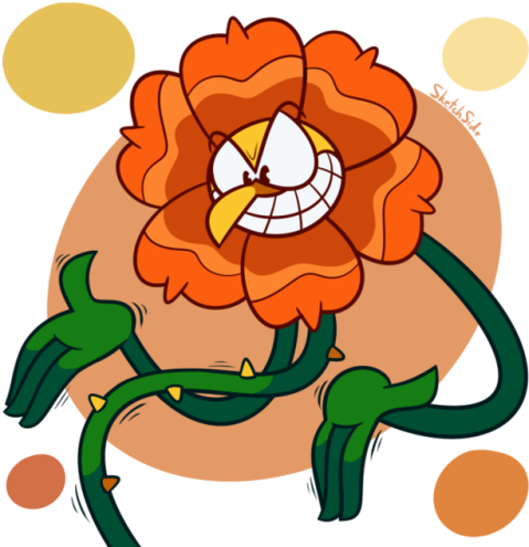Aggressively Jazz Hands You To Death - Cuphead Floral Fury Art (725x725)