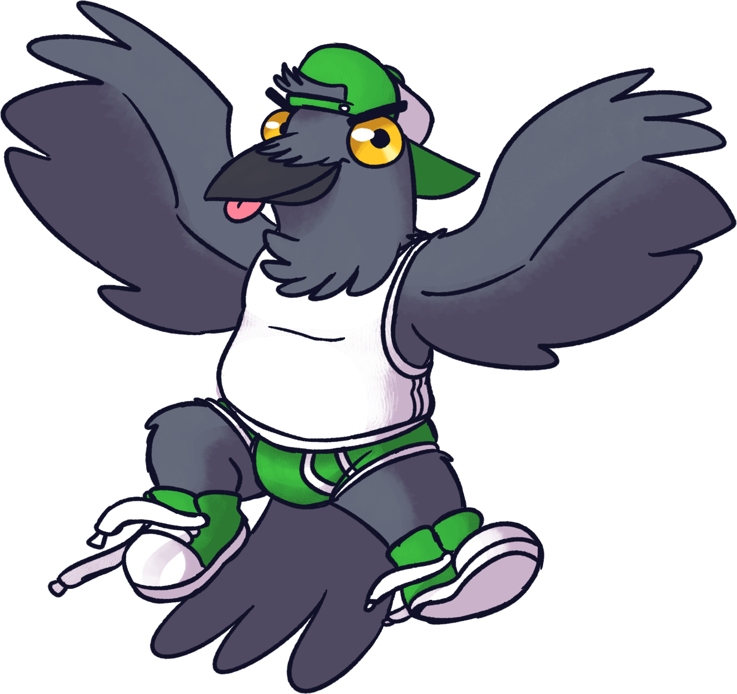 Crow In Underwear - Cartoon (1465x1379)