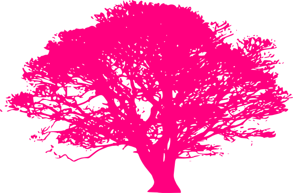Pink Tree Clip Art At Clker Com Vector Clip Art Online - Black And White Tree Clipart (600x396)
