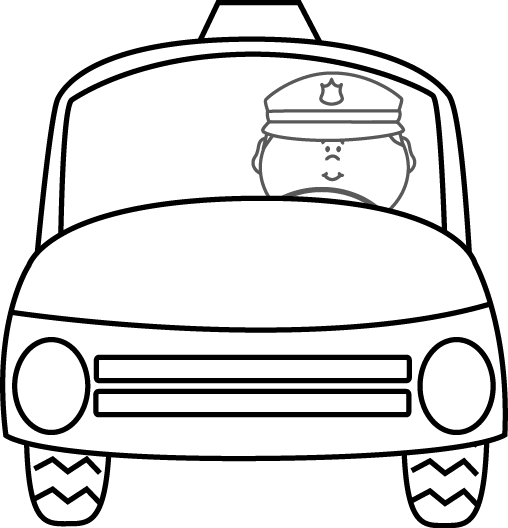 Police Clipart Black And White - Drive A Police Car Clipart Black And White (508x528)