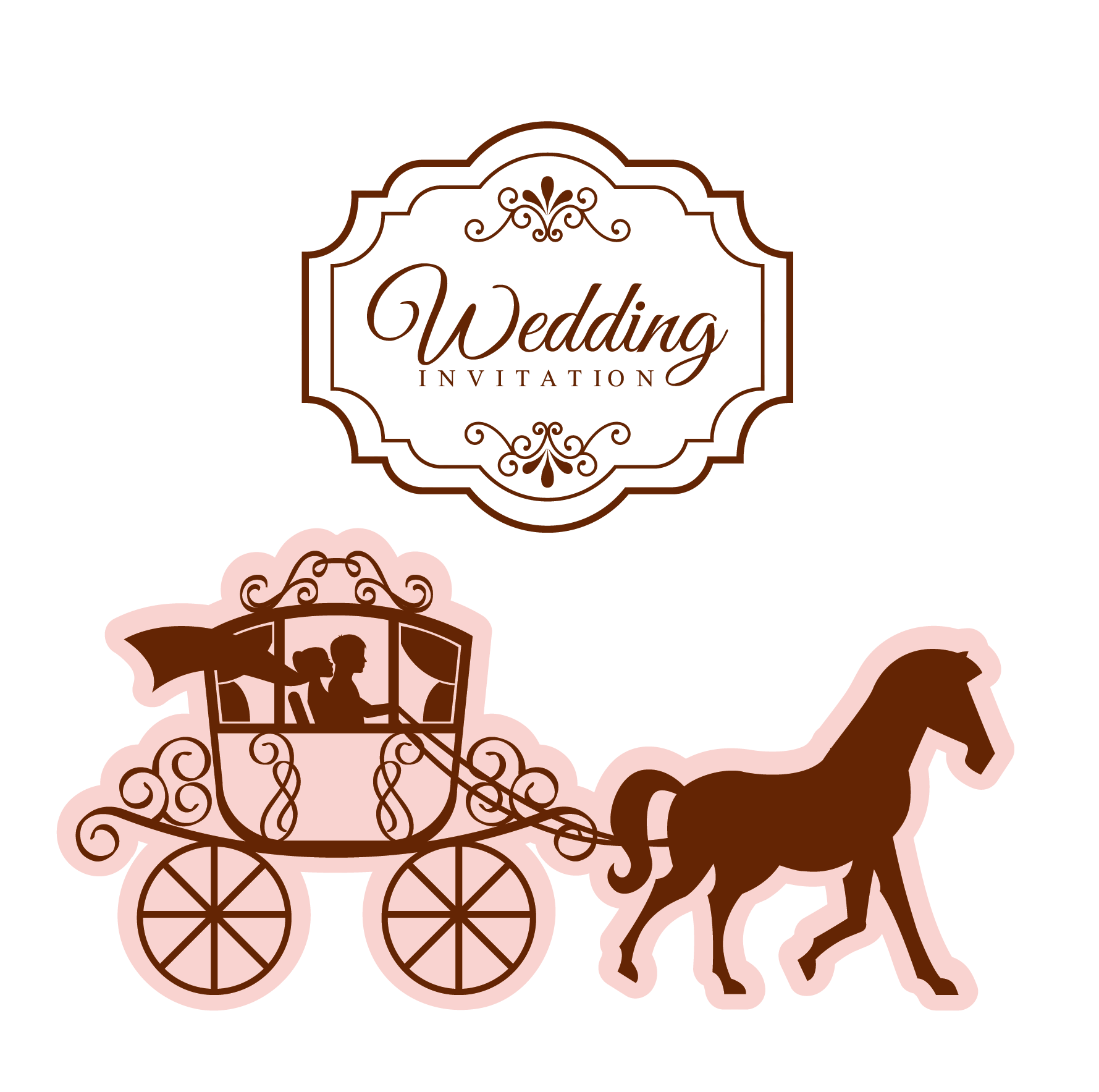 Wedding Invitation Stock Illustration Illustration - Horse And Carriage Wedding Art (1779x1767)