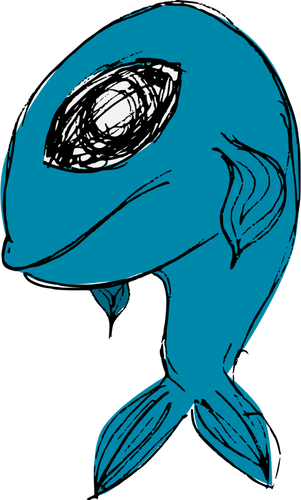 Blue Cartoon Fish Vector Illustration - Clip Art (301x500)
