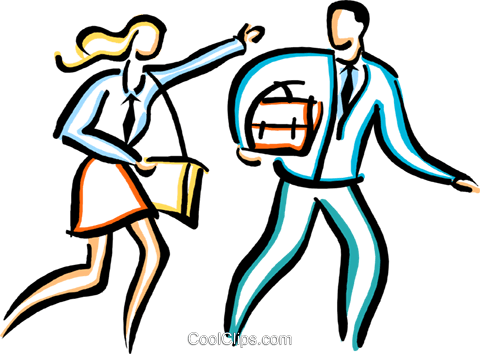 Couple In A Hurry Royalty Free Vector Clip Art Illustration - Cartoon (480x354)