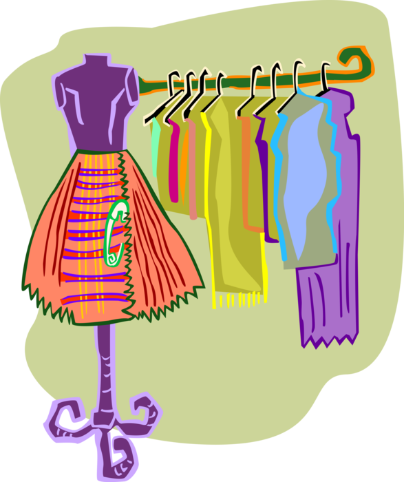 Vector Illustration Of Retail Fashion Dresses And Clothes - Clothing (587x700)
