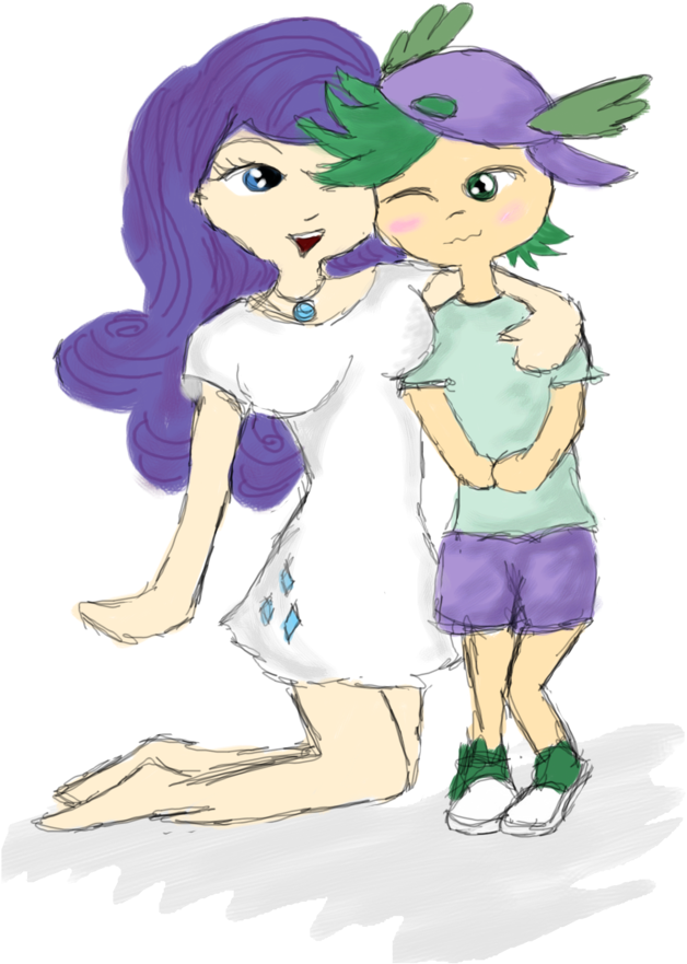 Rarity And Spike Human - Human Spike X Rarity (900x1099)