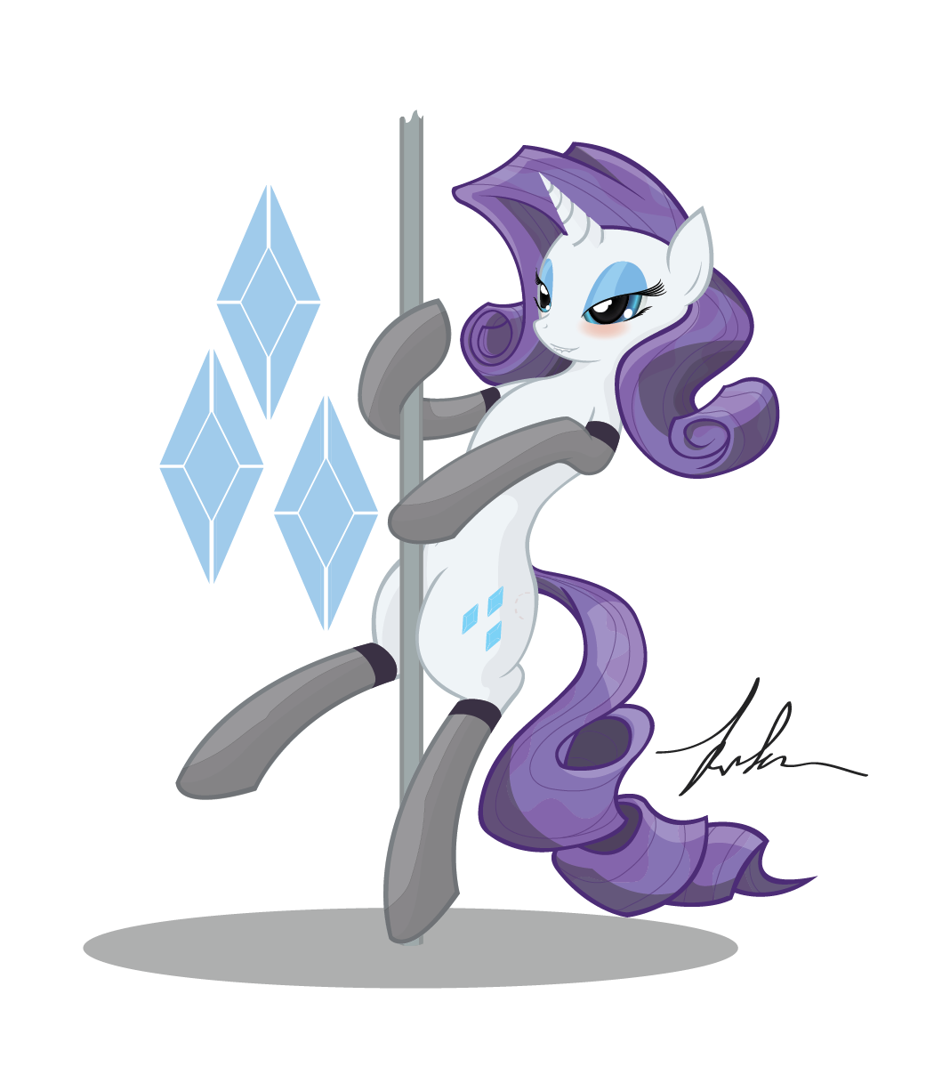 Rarity Pole Dancing - Cartoon (1068x1199)