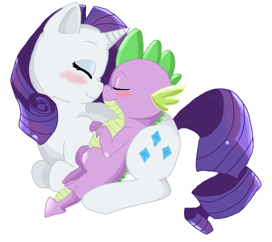 Rarity And Spike Kissing.