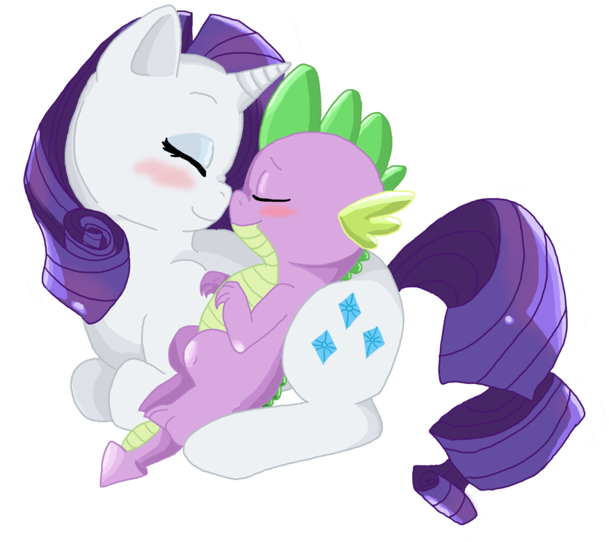 Rarity And Spike Kissing (900x832)