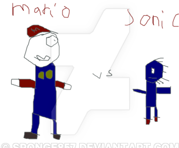 Mario Vs Soinc Epic Rap Battles By Sponge857 - Cartoon (400x302)