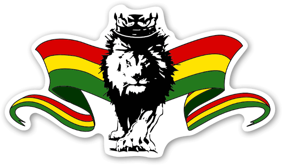 Rasta Lion With Flags Sticker - Rasta Lion Logo (600x364)