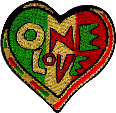One Love Heart - Peace And Love Patches (400x391)