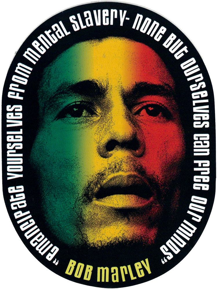 Bob Marley Emancipate Yourselves From Mental Slavery - Bob Marley Rasta Color Face Sticker (755x1000)