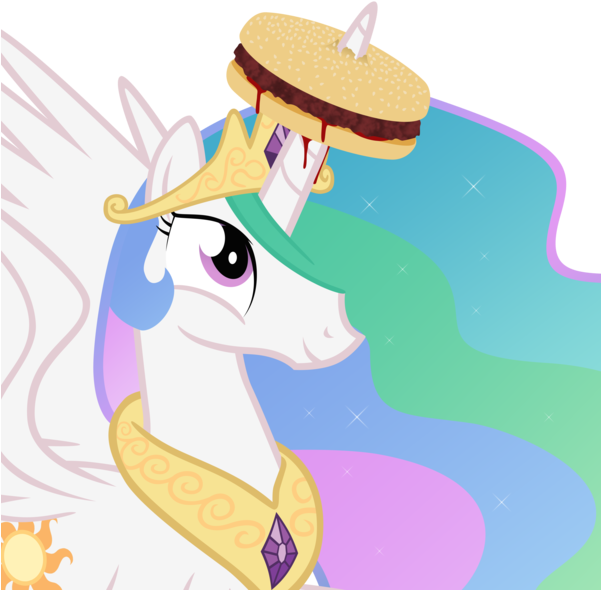 Vunlinur, Burger, Food, Hamburger, Meat, Princess Celestia, - Cartoon (600x600)