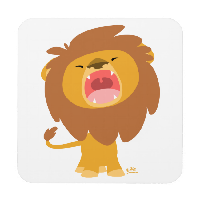 Cute Cartoon Roaring Lion Coasters - Lion Cartoon Cute (650x650)