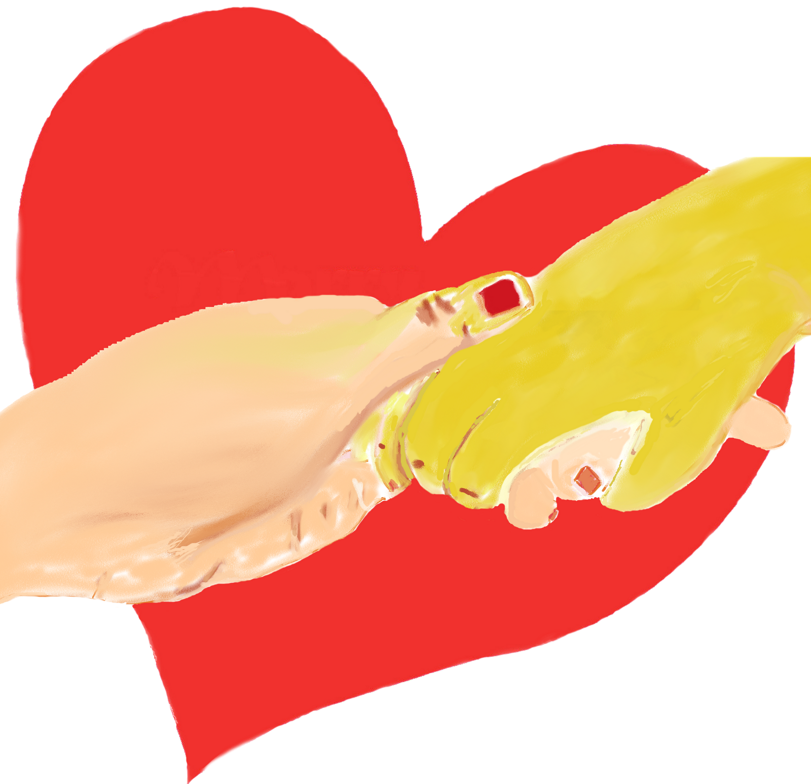 Enhanced Holding Hands Drawing With The Digital Heart - Illustration (1600x1547)