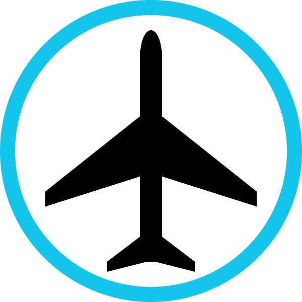 Aircraft Plan Black On Circle Light Blue - Tattoo Airplane Outline (1024x1024)