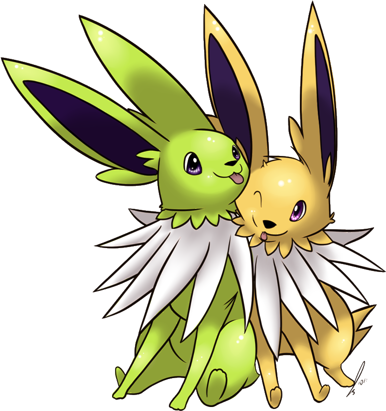 Jolteon Couple By Lilly-gerbil - Cartoon (894x894)