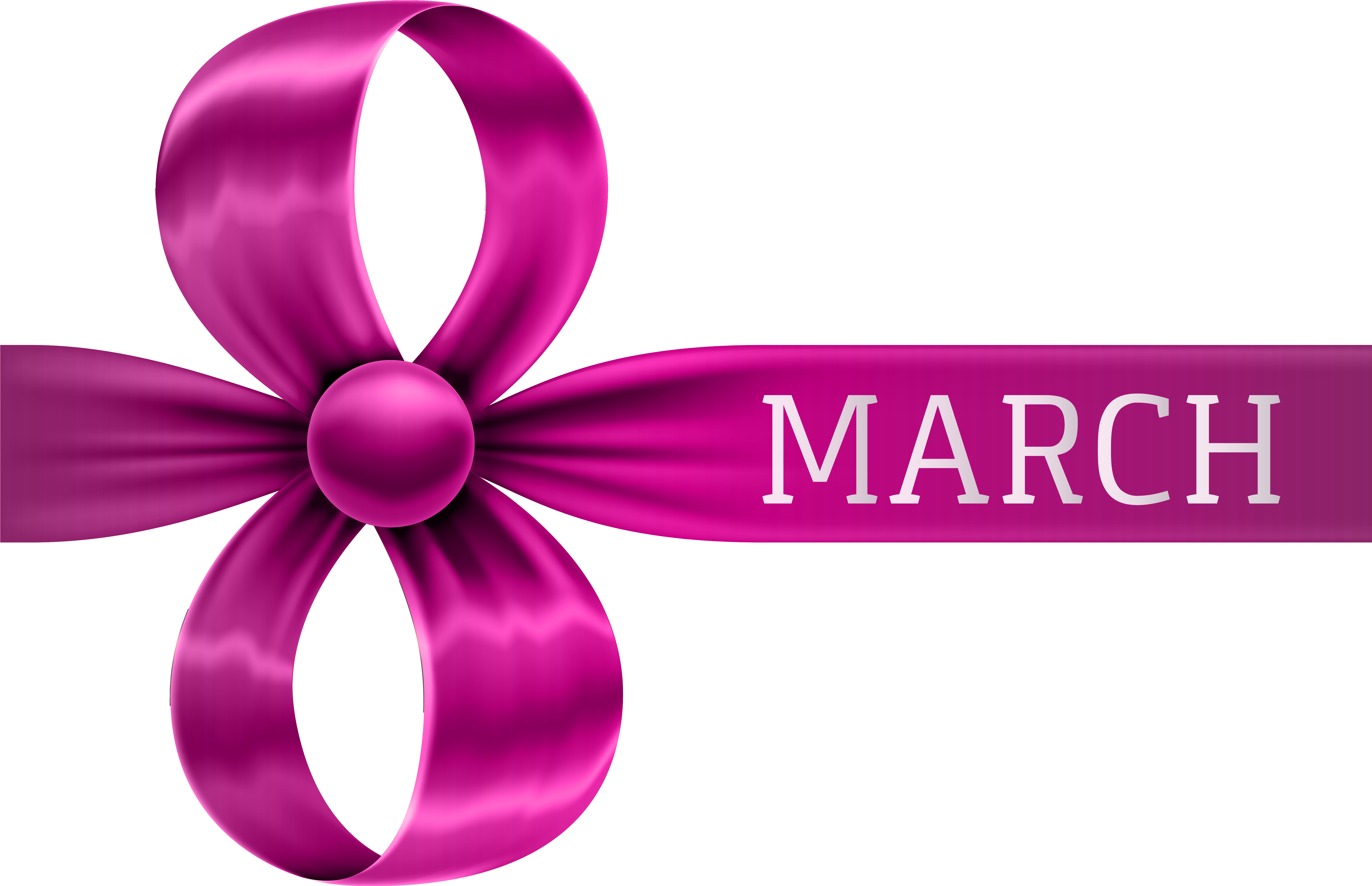 8 March Pink Bow Png Clipart Image - 8 March Png (6214x4201)