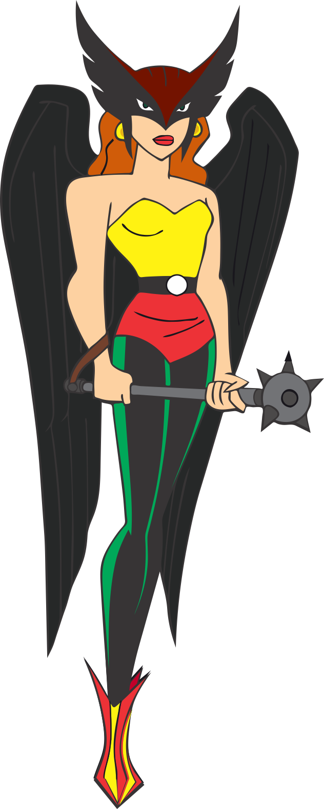 Png Cyborg - Hawk Girl Cartoon (632x1574)