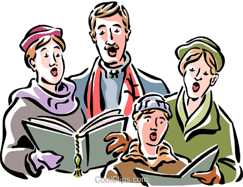 Christmas Carolers Royalty Free Vector Clip Art Illustration - Christmas Carol (480x370)