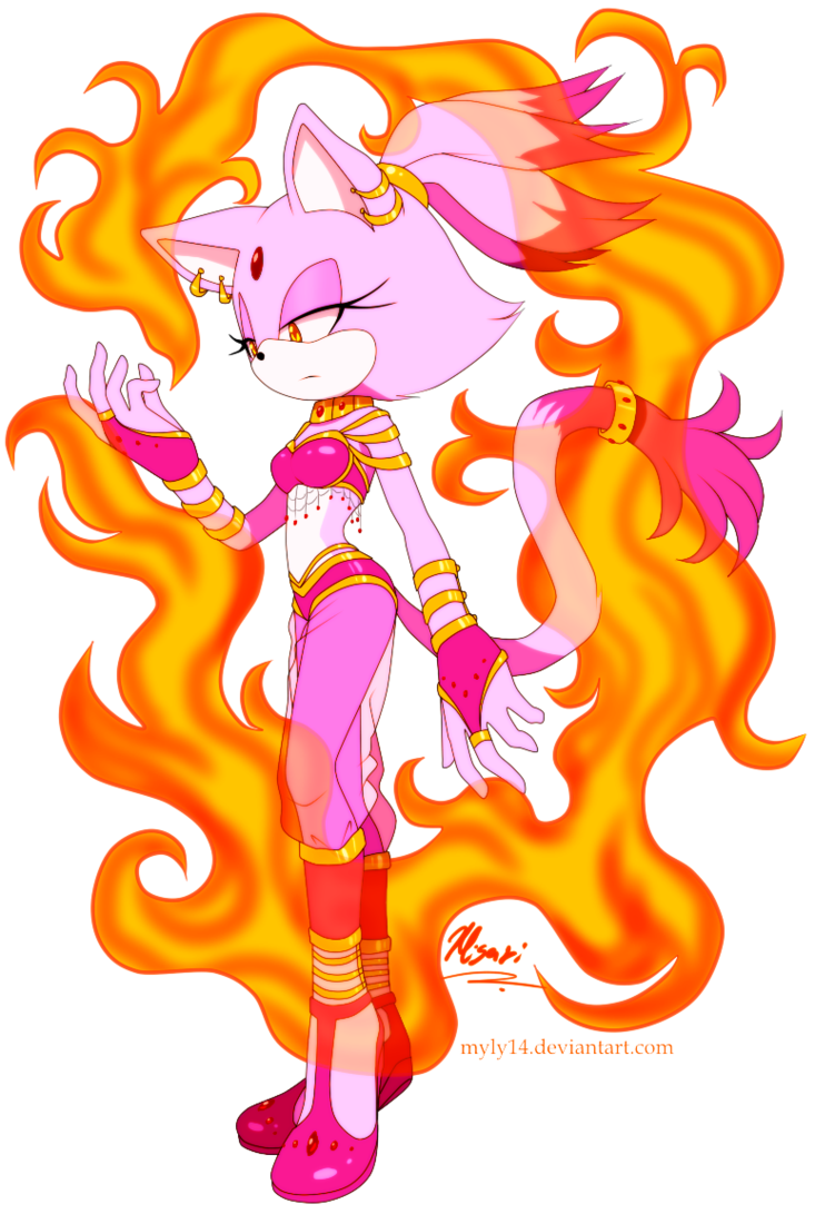 Burn By Myly14 - Blaze The Cat Burning (733x1091)