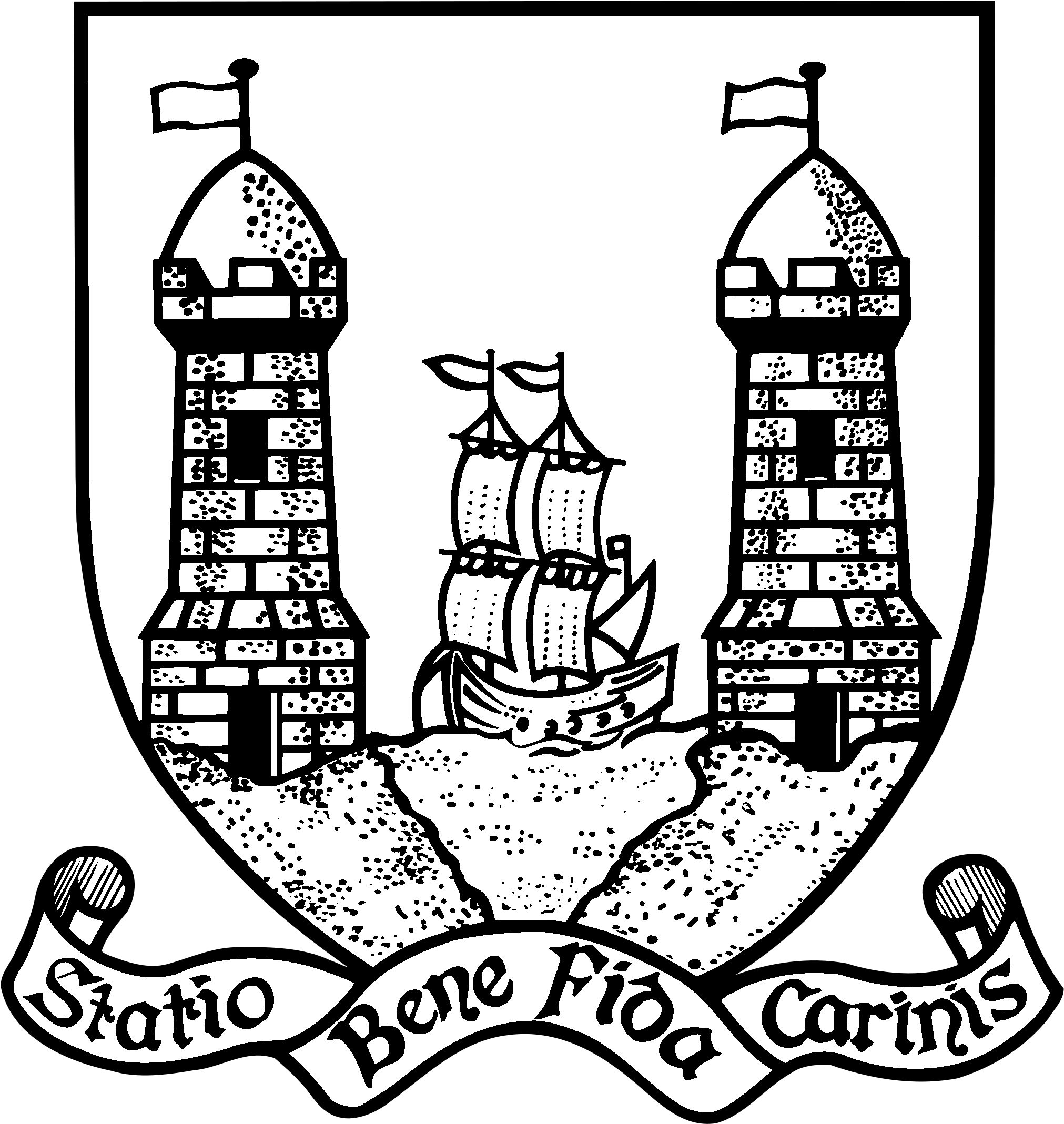Cork Crest Logo Black And White - Cork City Coat Of Arms (2400x2400)