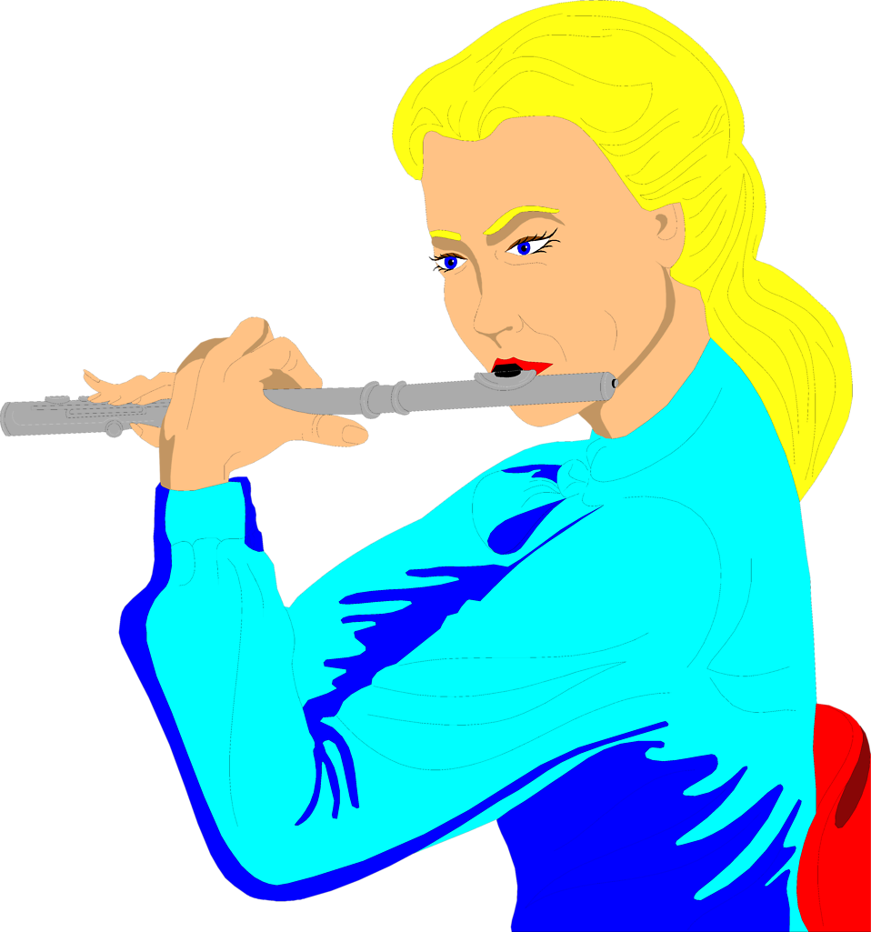 Flute - Clipart Two Girl Playing Flutes (958x1025)