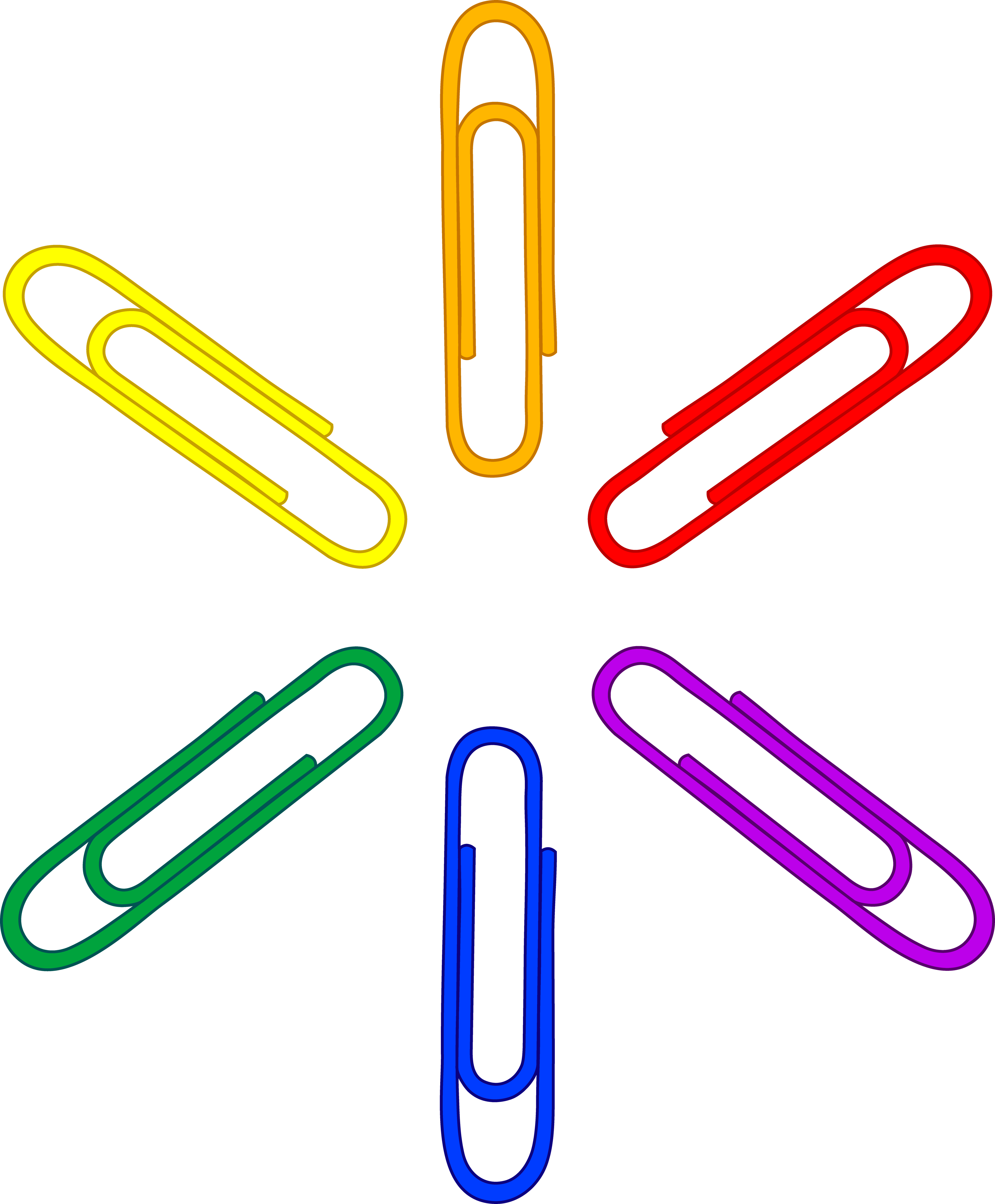 Clipart Of Clips, - Paper Clip Color Png (3721x4500)